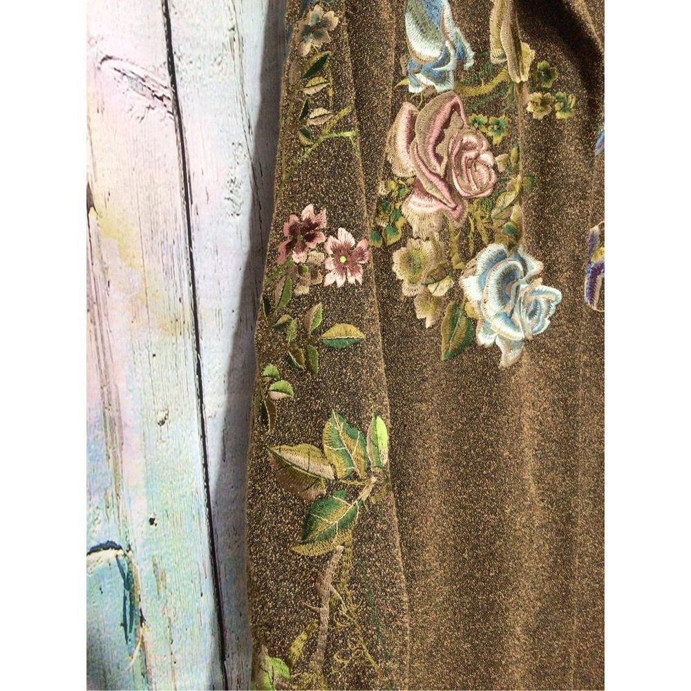 Long Jacket Size 10 Brown Embroidered Tweed Coat PTP 20” - Picture 6 of 14